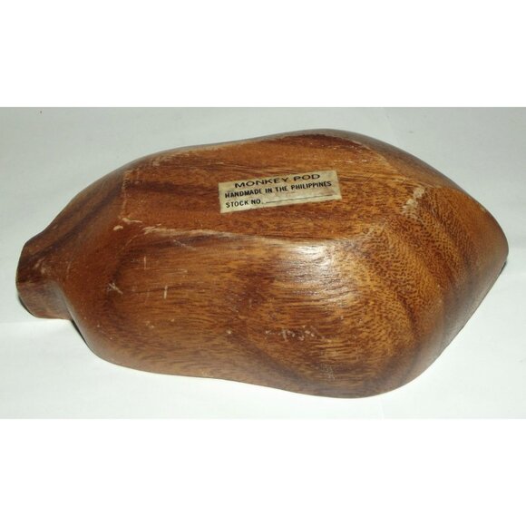 Monkey Pod Wood Shaped 6-7/8" Bowl Serving Trinket Nut Dish MCM vtg - Picture 6 of 7